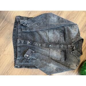 Trinity Coast Denim Black Button Up Shirt Jacket Men’s Large Washed